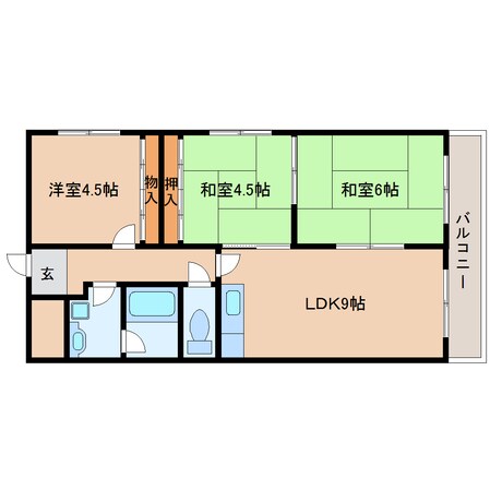 東生駒駅 徒歩5分 2階の物件間取画像